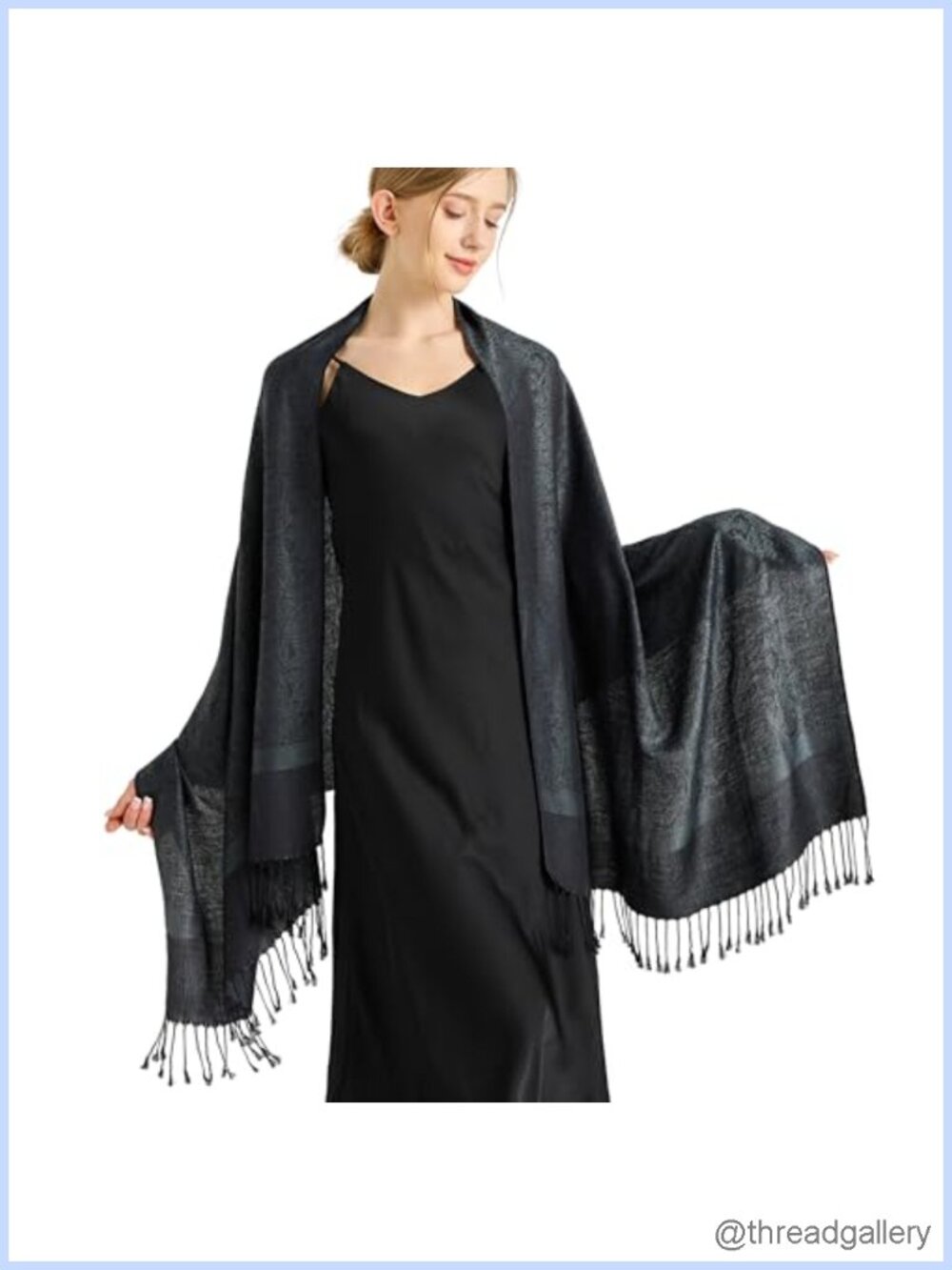 Silky Paisley Jacquard Pashmina Shawl Wrap for Evening Dress Travel